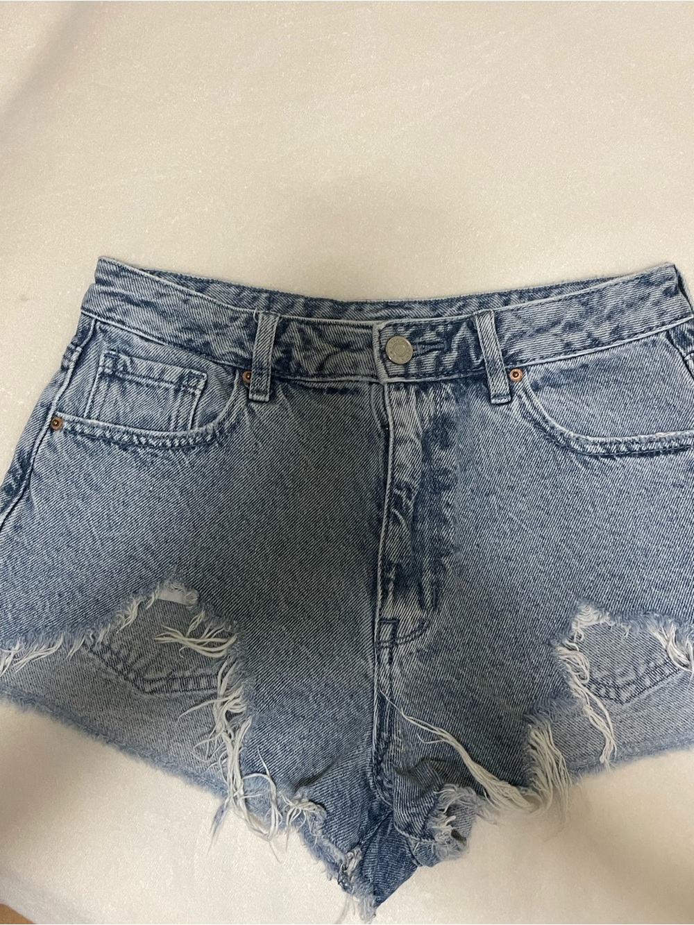 PacSun Light Wash High-Rise Distressed Denim Shorts